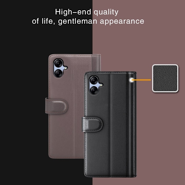 Aito nahkakotelo luottokorttipaikoilla Samsung Galaxy A04e - Musta Black