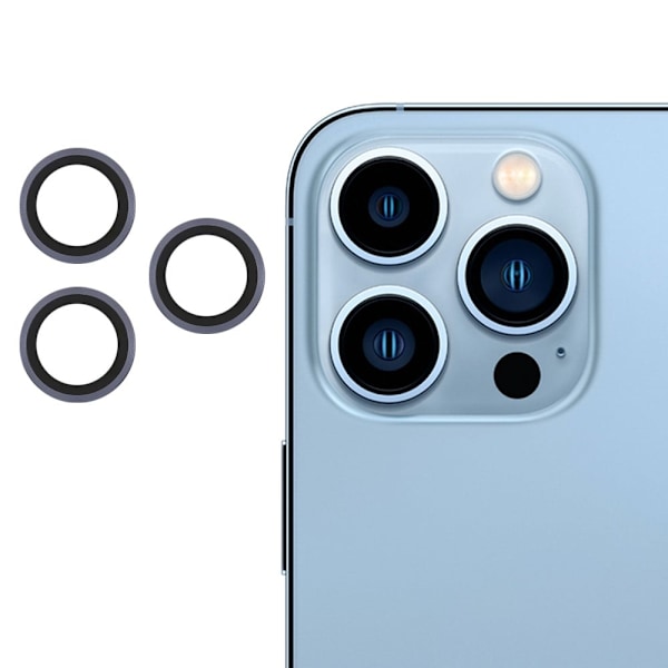 3Pcs iPhone 13 Pro / Pro Max AGC härdat glas kameralinsskydd - Grå Silvergrå
