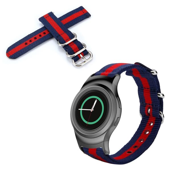 Samsung Gear S2 klockarmband i slitstark nylon - Blå / Röd Blå