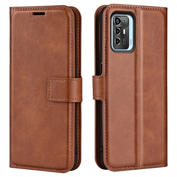 Lompakko Nahkakotelo For ZTE Blade A72 - Vaalean Ruskea Brown