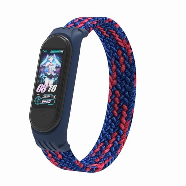 Xiaomi Mi Band 5 / 4 / 3 stylish nylon watch strap - Blue / Red / Size: S multifärg