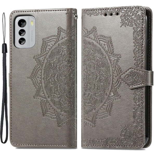 Mandala Nokia G60 Flip Etui - Grå Silver grey