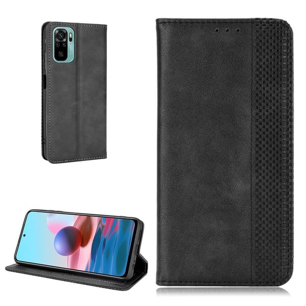 Bofink Vintage Xiaomi Redmi Note 10S / Xiaomi Redmi Note 10 nahkakotelo - Musta Black