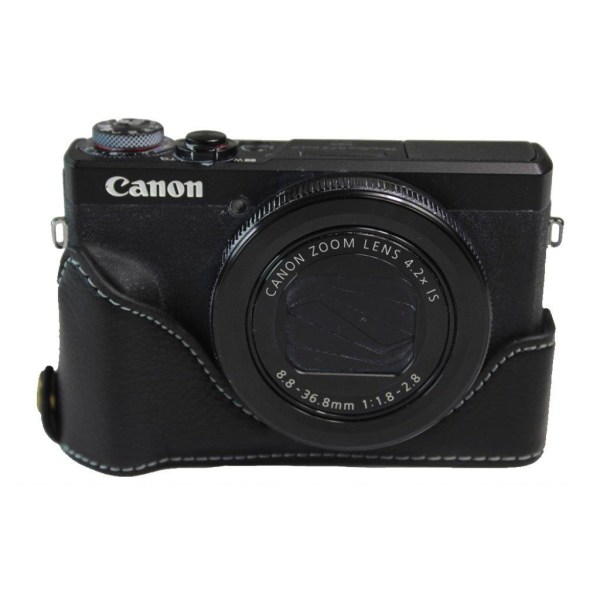 Canon PowerShot G7 X Mark II durable leather case - Black Black