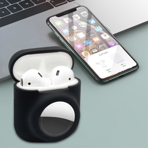 2-in-1 silicone case for AirPods / AirTag - Blackish Green Grön