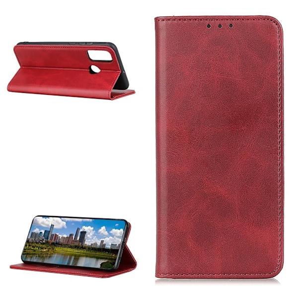 Lompakko-style Aitoa Nahkaa Läppäkotelo For ZTE Blade A7s 2020 - Punainen Red