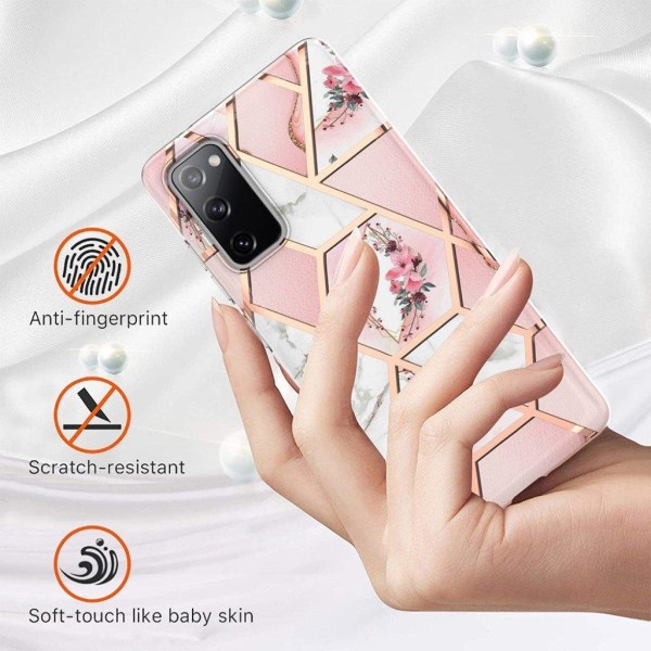 Marble Samsung Galaxy S20 FE 5G / S20 Fe Suojakotelo - Pinkki Marble / Flower Multicolor