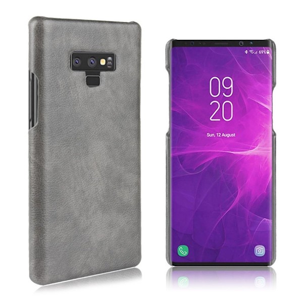 Samsung Galaxy Note 9 mobilskal plast syntetläder litchi - Grå Silvergrå