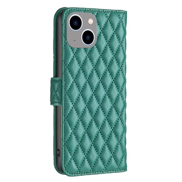 Rhombus mat iPhone 15 Plus flip etui - Grøn Green