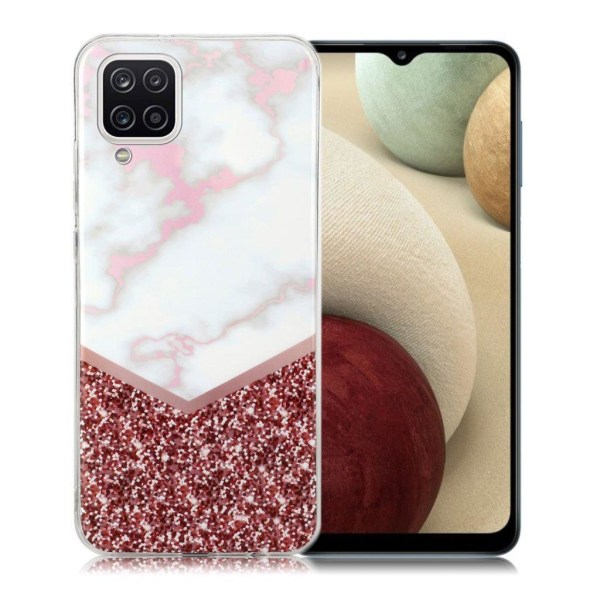 Marble Samsung Galaxy A12 5G Etui - Hvid Marmor og Glitter White