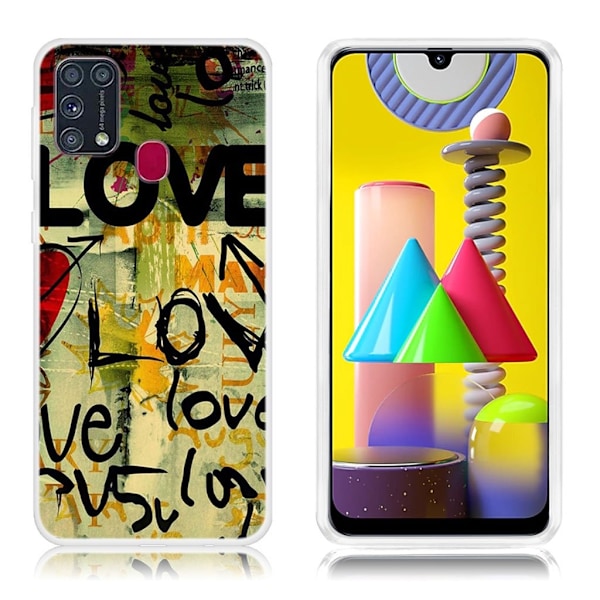 Deco Samsung Galaxy M31 Etui - LOVE Mønster Multicolor