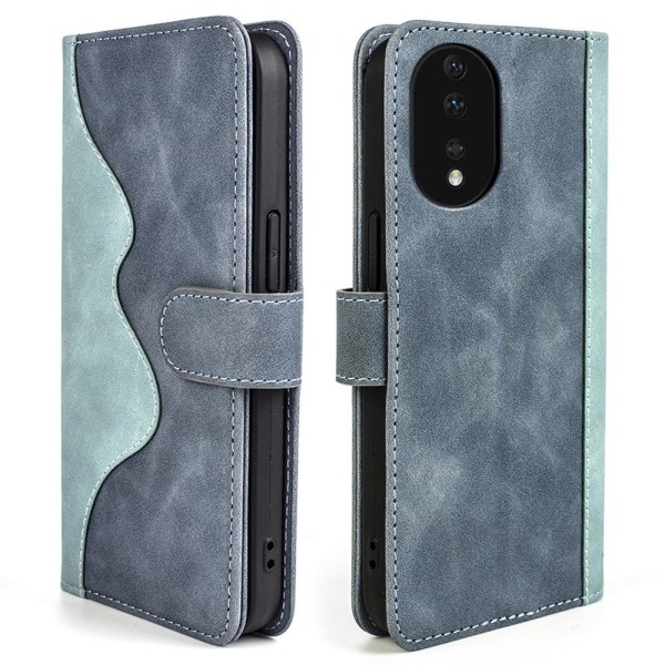 Two-color leather flip case for Honor 80 - Blue Blue