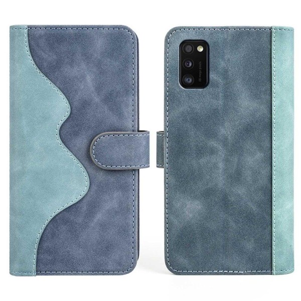 To Farvet Læder Flip Case til Samsung Galaxy A41 - Blå Blue