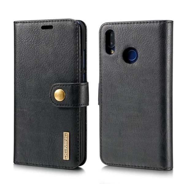 DG.MING Huawei P20 Lite detachable 2-in-1 split leather case - B Svart