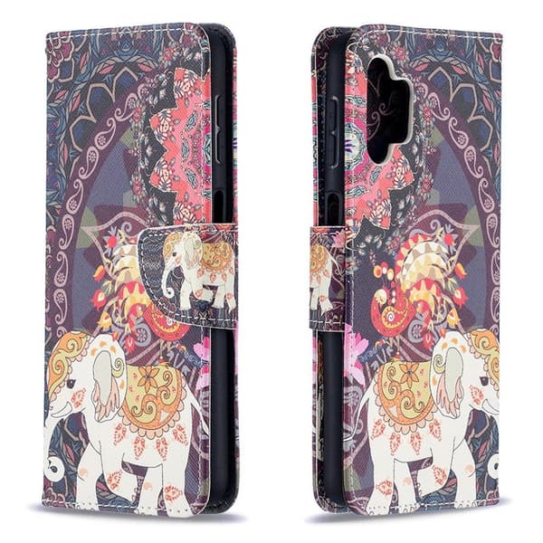 wonderland Samsung Galaxy A32 5G flip etui - mandala og elefant Multicolor