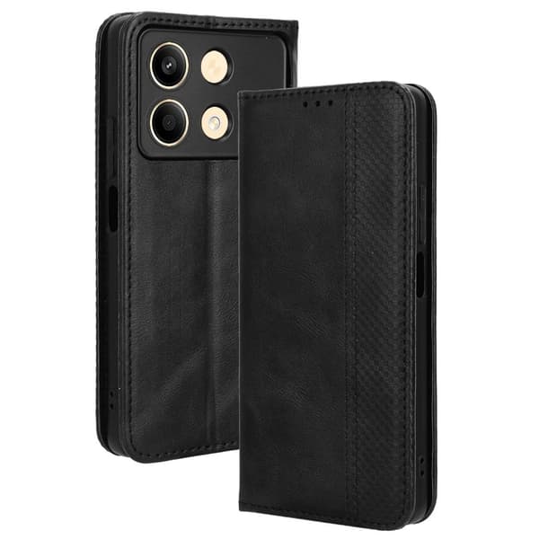 Bofink Vintage Xiaomi Redmi Note 13R Pro nahkakotelo - Musta Black