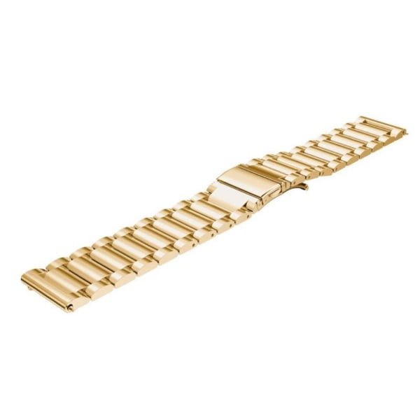 22mm Universal three bead stainless steel watch band - Gold Guld