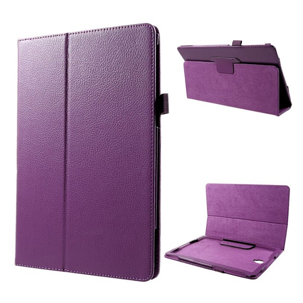 Samsung Galaxy Tab S4 beskyttelsesetui i kunstlæder med foldbar stativ - Lilla Purple