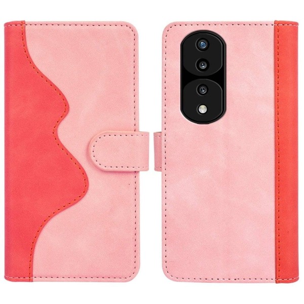 Two-color Leather Läppäkotelo For Honor 70 Pro - Pinkki Pink