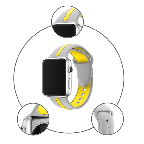 Apple Watch 38mm Silikone rem - Grå/gul Yellow