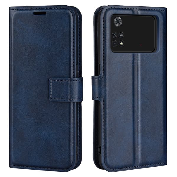 Skinn-etui i lommebok-stil for Xiaomi Poco M4 Pro - Blå Blue