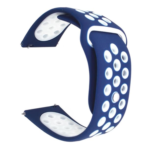 20 mm universellt tvåfärgat klockarmband i silikon - Mörkblå / Vit Blå