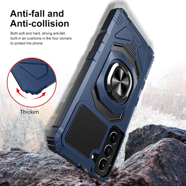 Slidstærkt cover i hård plast med blød inderside og kickstand til Samsung Galaxy S23 Plus - Blå Blue
