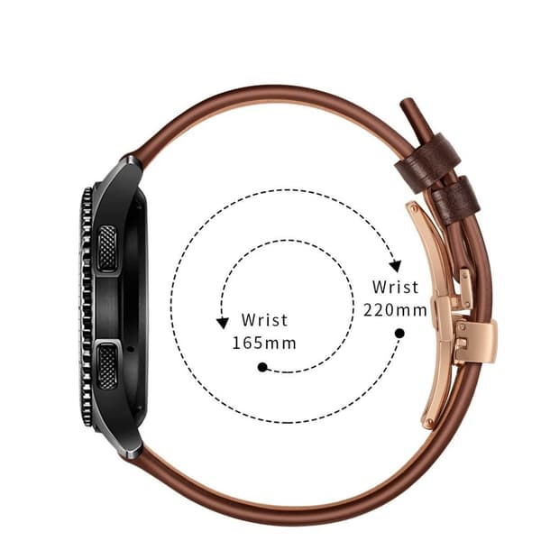 Samsung Gear S3 / S3 Frontier ægte læder Urrem - Rødguld / Kaffe Brown
