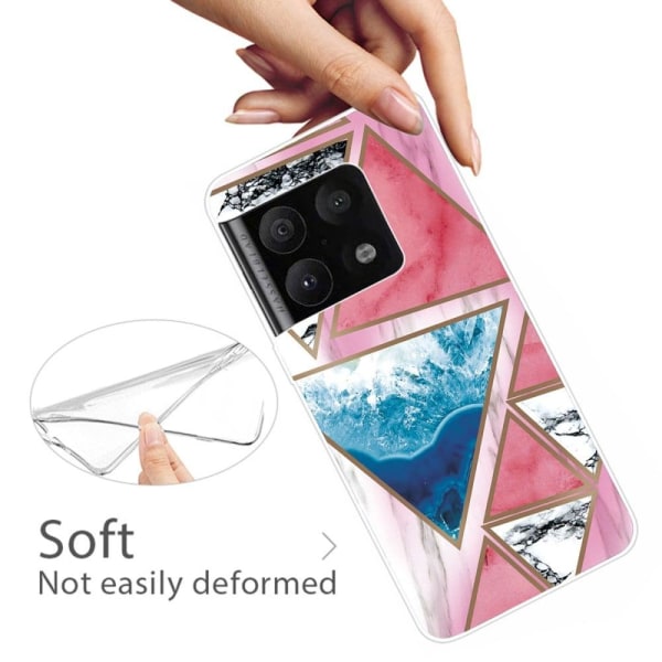 Marble OnePlus 10 Pro Etui - Hvid / Blå / Rose Trekant Multicolor