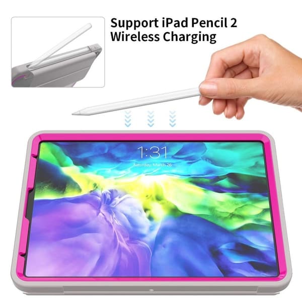iPad Pro 11 tuuman (2020) tyylikäs kolminkertainen kotelo - Harmaa / Ruusu Silver grey