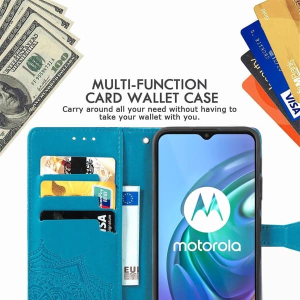 Butterfly läder Motorola Moto G10 fodral - Blå Blå