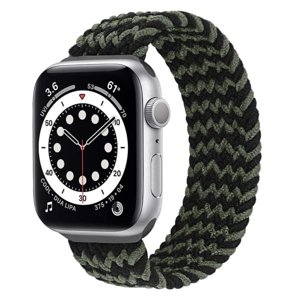 Apple Watch (45 mm) elastisk urrem - Sort / Grøn / Størrelse: L Green