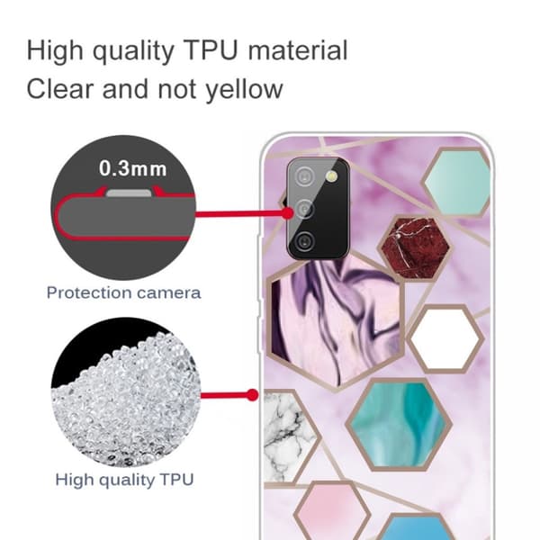 Marble Samsung Galaxy A02s Etui - Hexagon Fragments in Purple Multicolor