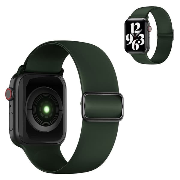 Apple Watch 44 mm elastiskt klockarmband i silikon - Svartaktig Grön Grön