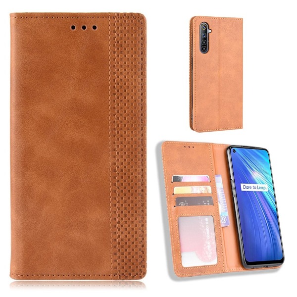 Bofink Vintage läder Realme 6 fodral - Brun Brun