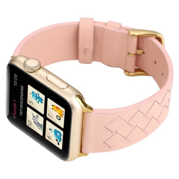 Apple Watch Series 4 40mm woven genuine leather watch band - Pin Pink