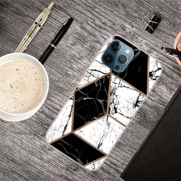 Marmormotiv iPhone 14 Pro skal - Svart Och Vit Marmorform multifärg