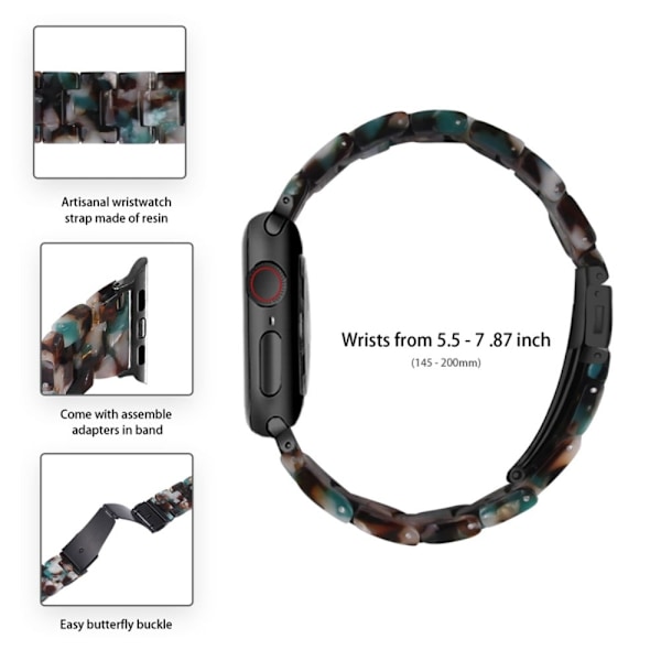 3 helmen hartsityylinen kellohihna kirkkaalla suojuksella Apple Watch Series 3/2/1 42mm - Sininen Mix Multicolor