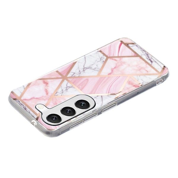 Deco Samsung Galaxy S23 Plus skal - Vitt Bråte / Rosa Rosa