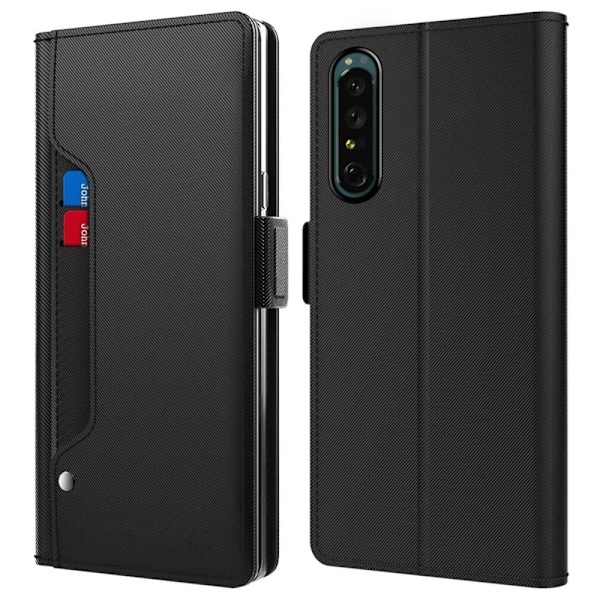 Phone Suojakotelo With Make-up Mirror And Slick Design For Sony Xperia 5 III - Musta Black