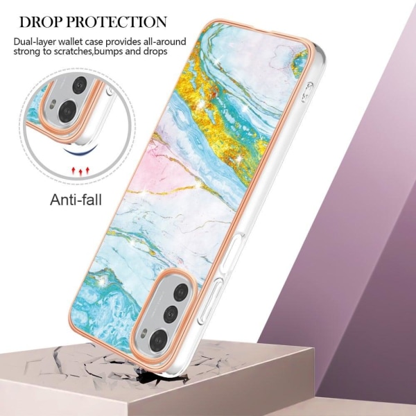 Marmormotiv Motorola Moto E32s / Motorola Moto E32 skal - Grön Färgblandning Grön