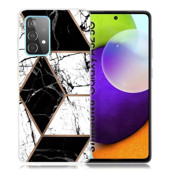 Marble Samsung Galaxy A52 5G Etui - Black og Hvit Klinkekule Form Multicolor