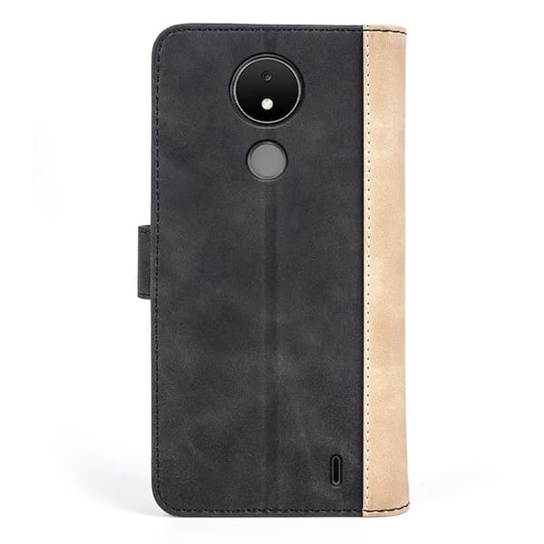 To-farvet Nokia C21 læderetui - Sort Black