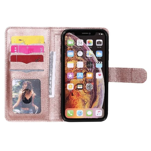10-slot Lommebok Etui til iPhone Xr - Rose Gull Pink