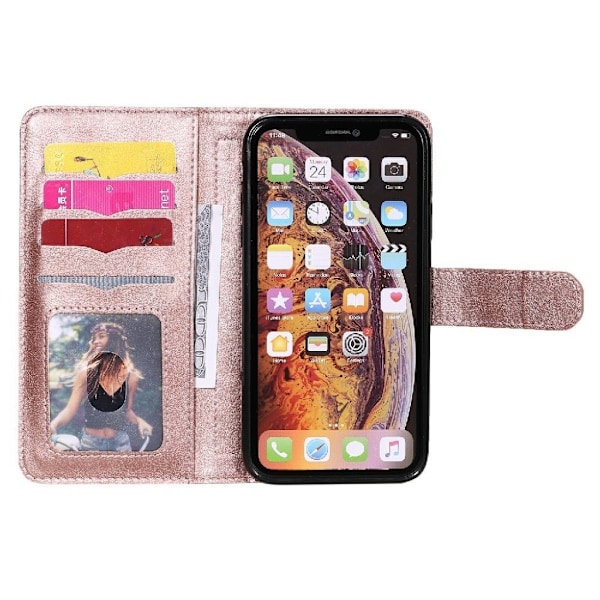 10-slot Lompakko Suojakotelo For iPhone Xr - Ruusukulta Pink