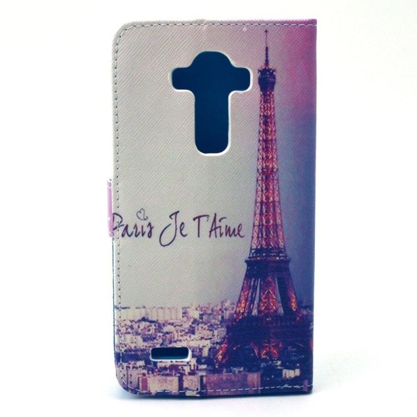 Moberg LG G4 Nahkakotelo Korttitaskuilla - Eiffel Torni Multicolor