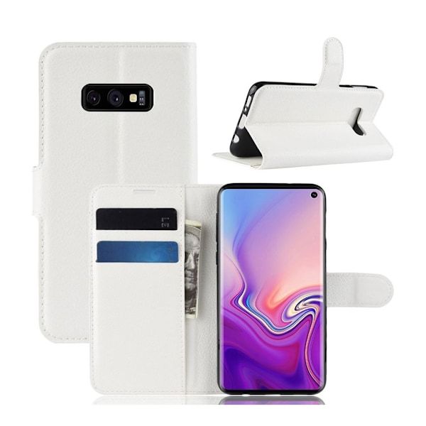 Samsung Galaxy S10e litchi skin læder flip etui - Hvid White