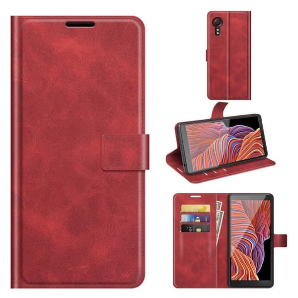 Hållbart konstläder Samsung Galaxy Xcover 5 fodral med plånbok - Röd Röd