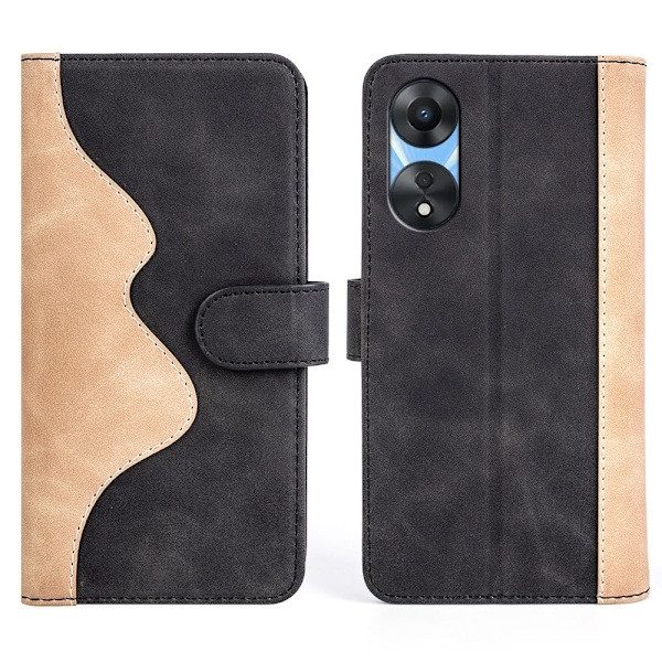 To-farvet Oppo A58 læderetui - Sort Black