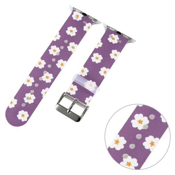 Apple Watch 40mm stilfuldt mønster fleksibel urrem - Lilla Blomst Purple